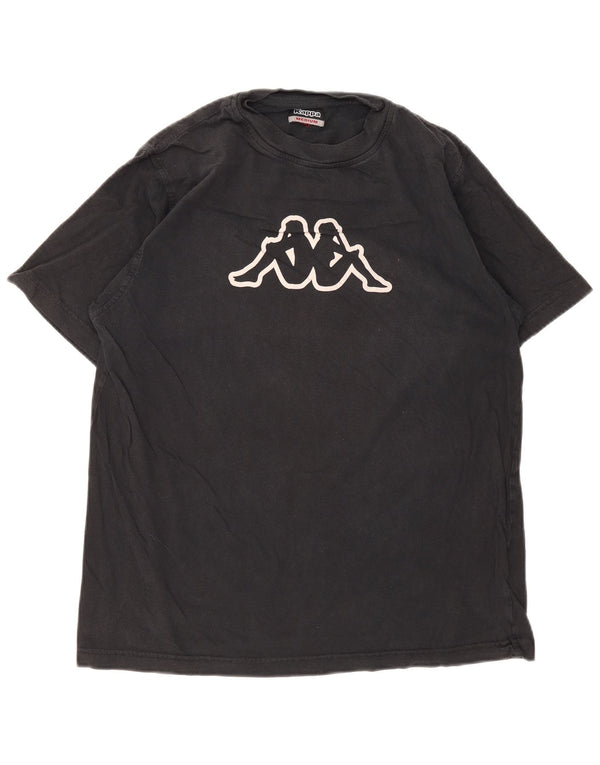 Kappa Herre Grafisk T-Shirt Top Medium Sort Bomuld
