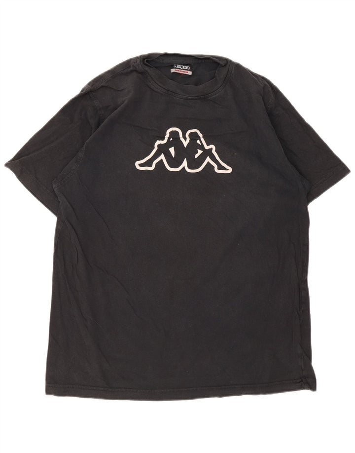 Kappa Herre Grafisk T-Shirt Top Medium Sort Bomuld