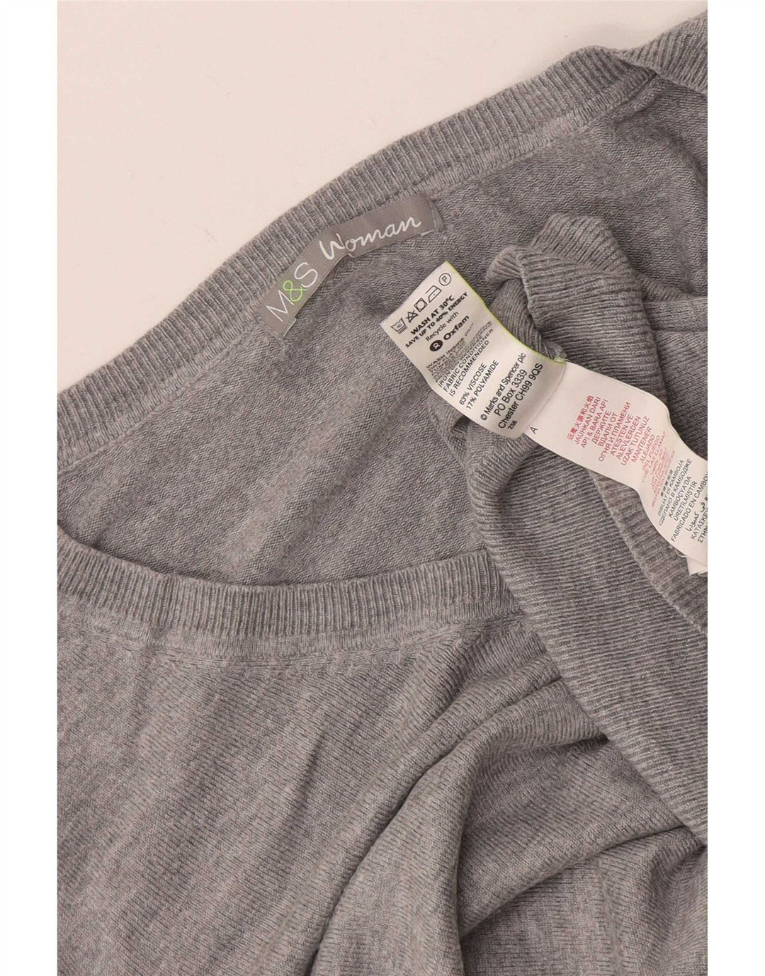 Marks & Spencer Dame V-hals sweater UK 22 3XL Grå Viscose