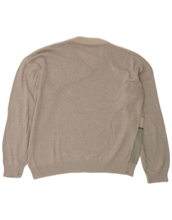 Vintage Herre V-hals sweater IT 58 2XL Grøn Geometrisk