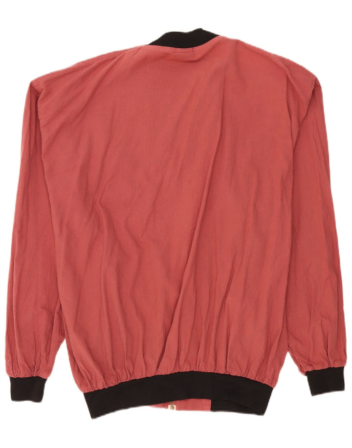 Vintage Herre Loose Fit Bomber Jacket IT 48/50 Medium Rød Bomuld