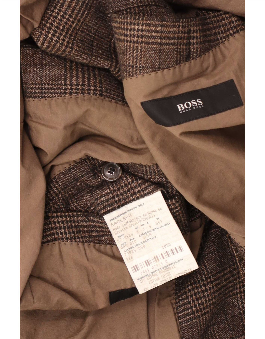 Hugo Boss Herre 2-knaps blazerjakke EU 52 2XL brun ternet bomuld