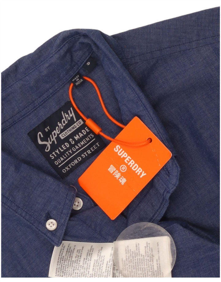 Superdry kortærmet herreskjorte lille blå bomuld