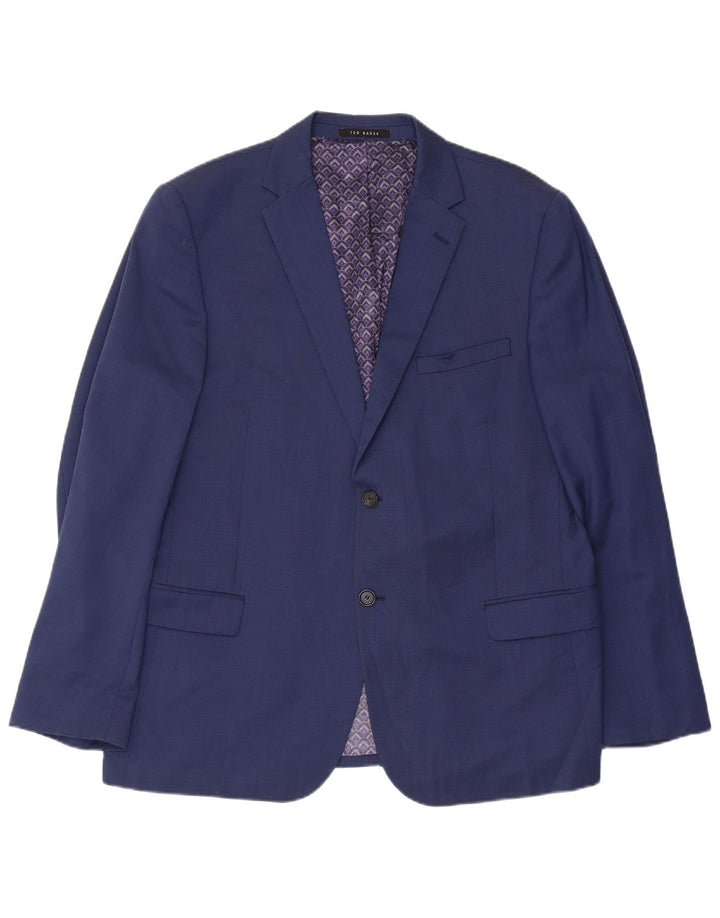 Ted Baker Herre 2 Button Blazer Jacket US 44 2XL Blå Uld