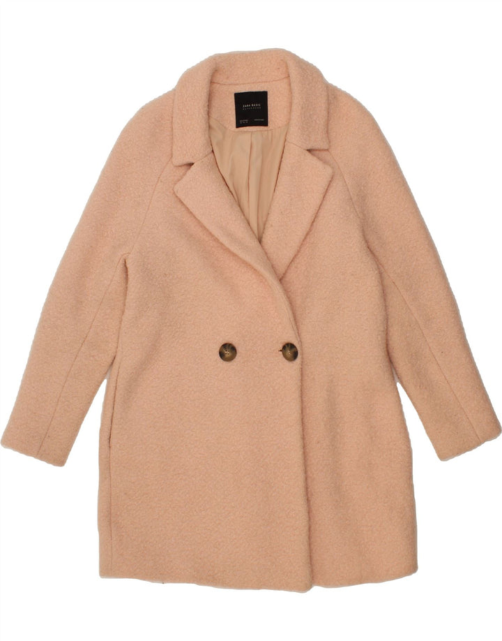 ZARA Womens Loose Fit Double Breasted Coat UK 6 XS Pink Polyester Vintage Zara and Second-Hand Zara from Messina Hembry 