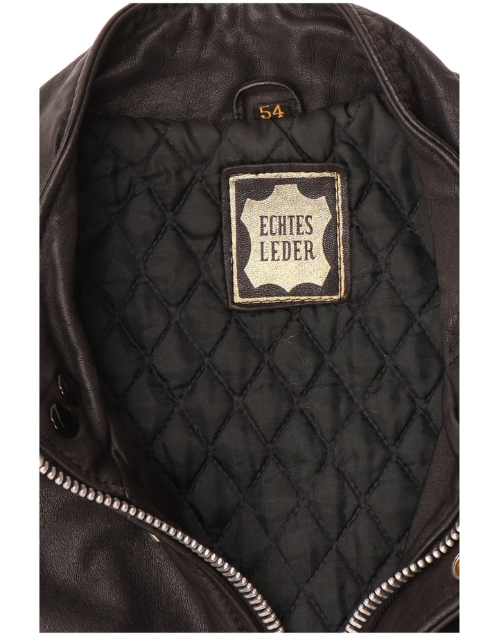 VINTAGE Military Læderjakke til mænd IT 54 2XL Sort Læder