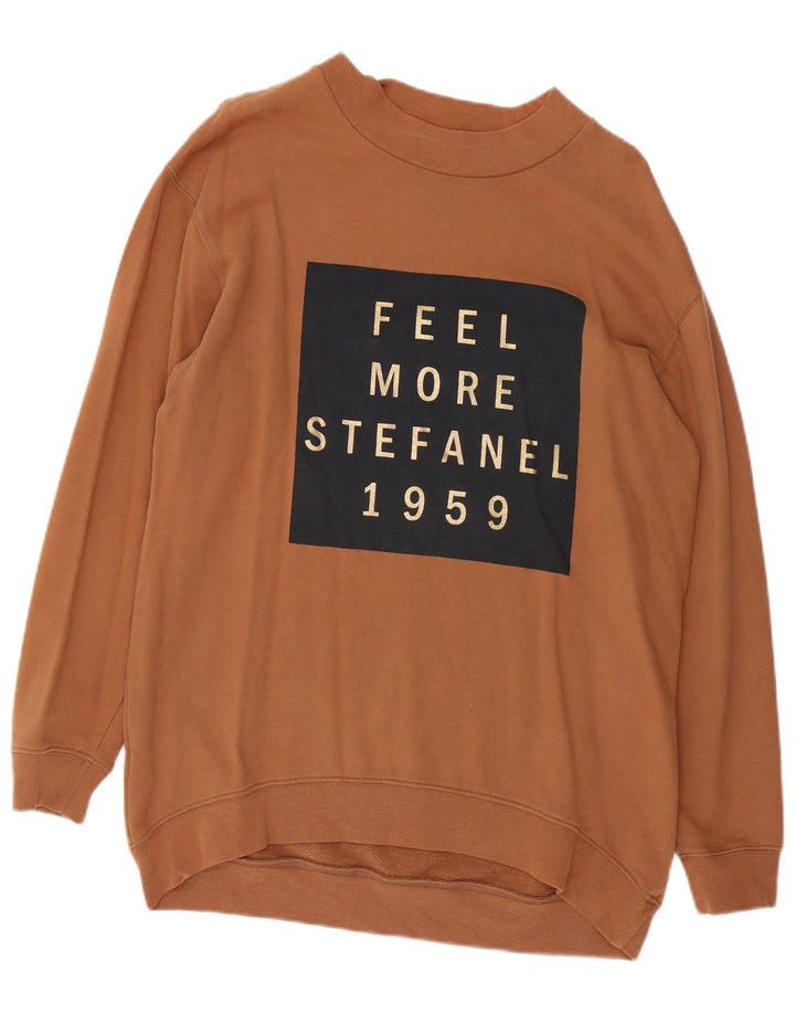 Stefanel Dame Grafisk Loose Fit Sweatshirt Jumper UK 14 Medium Brun