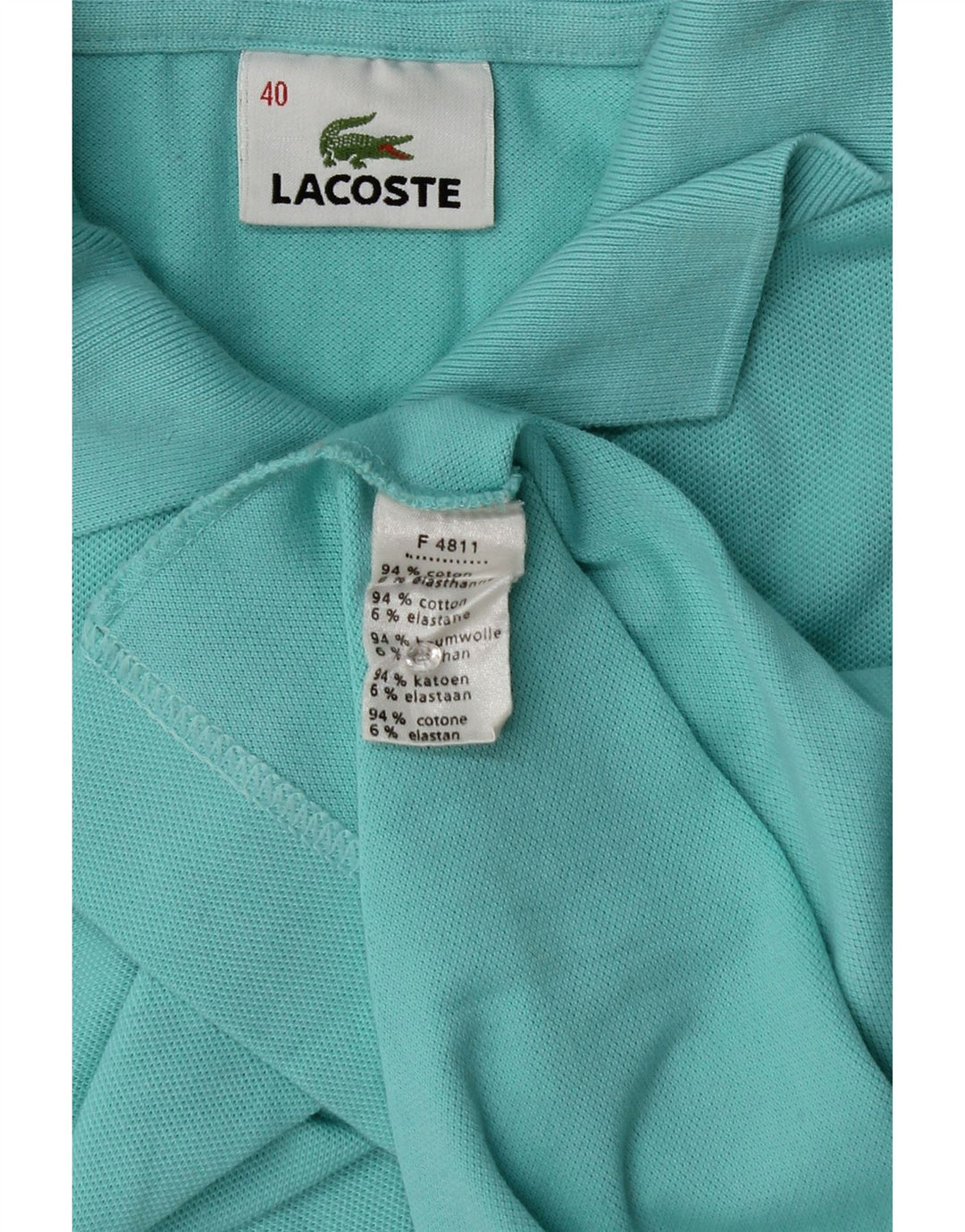 Lacoste dame poloshirt str. 40 Medium turkis bomuld