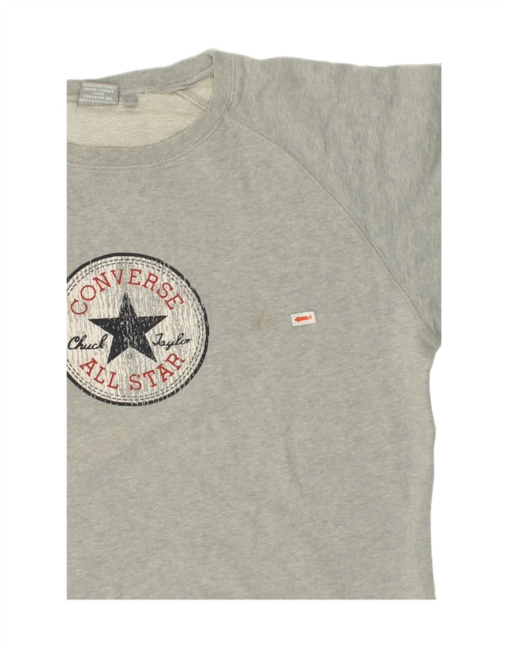 CONVERSE Mens Graphic Sweatshirt Jumper Small Grey Cotton Vintage Converse and Second-Hand Converse from Messina Hembry 