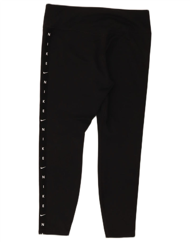 Nike Womens Dri Fit Graphic Leggings UK 14 Large Black Polyester