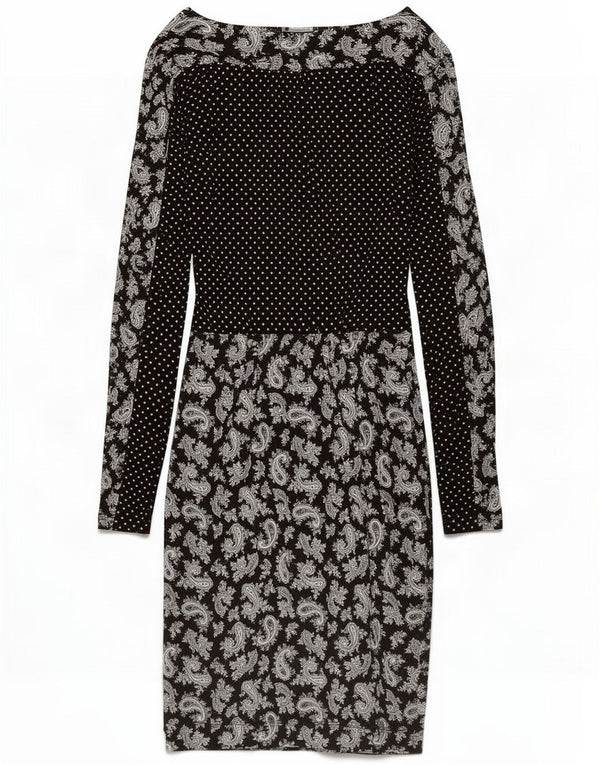 French Connection Womens Long Sleeve Sheath Dress UK 8 Small Black Paisley