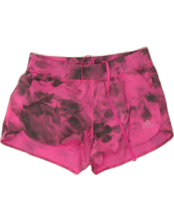 ADIDAS Womens Sport Shorts UK 8/10 Small Pink Tie Dye Polyester Vintage Adidas and Second-Hand Adidas from Messina Hembry 