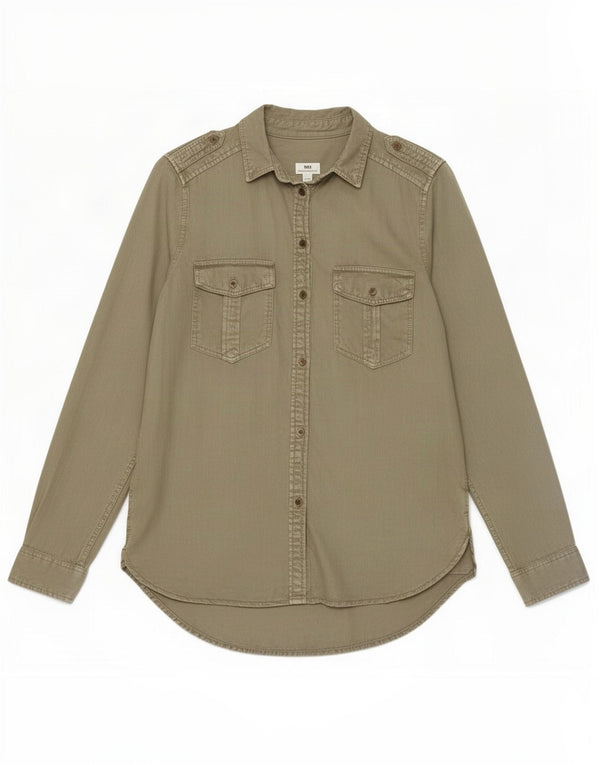 American Eagle Womens Boyfriend Fit Military Shirt UK 14 Medium Khaki