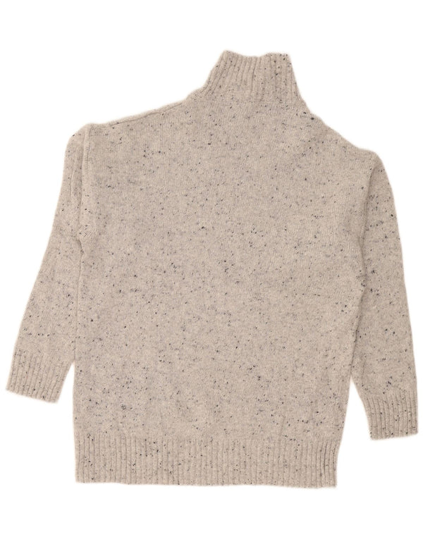 Zara Dame Oversized Turtle Neck Jumper Sweater UK 10 Small Grey Flecked