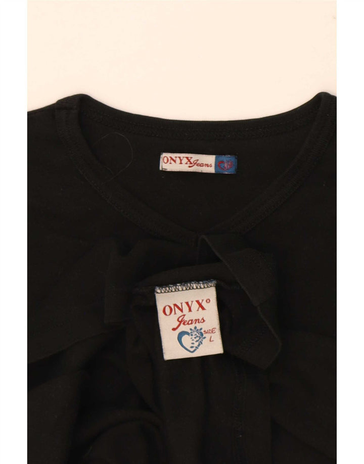 Onyx Dame Crop Top Langærmet UK 14 Stor Sort Bomuld
