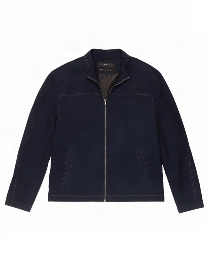 Zara Herre Bomber Jacket UK 42 XL Navy Blue