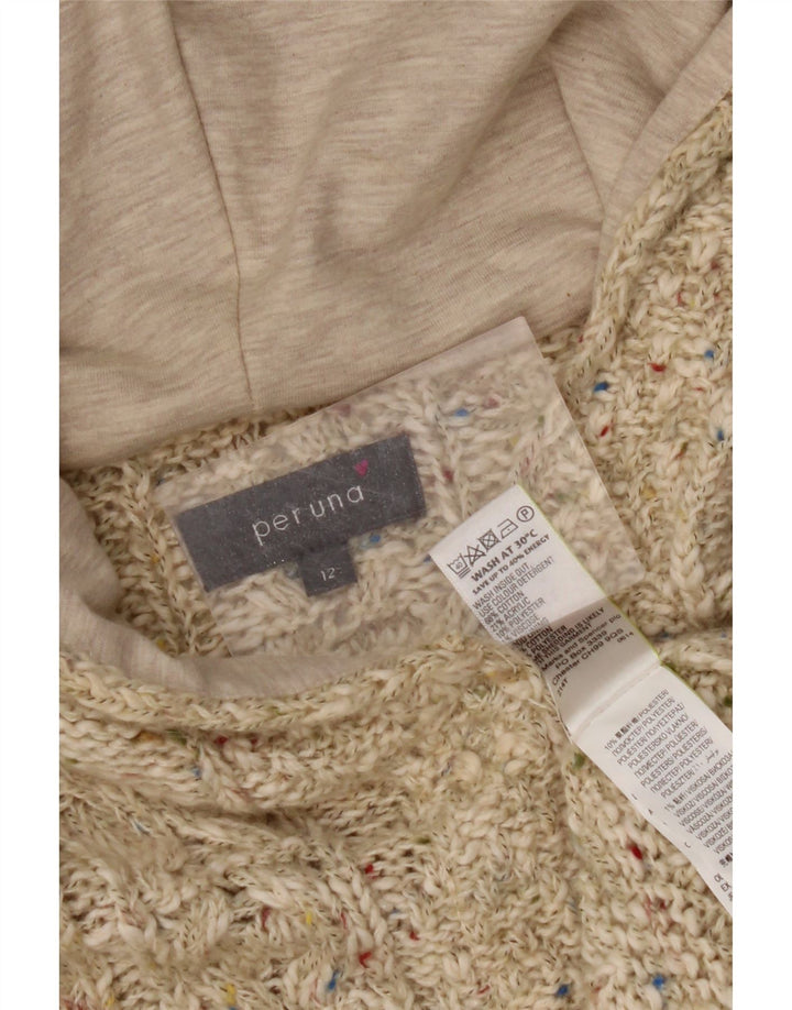 PER UNA Dame hætte cardigan sweater UK 12 Medium Beige Flecked Bomuld