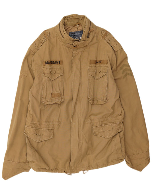 Brandit Herre Grafisk Militærjakke UK 44 2XL Beige Bomuld