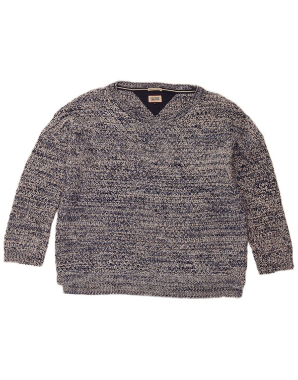 Tommy Hilfiger Dame Boat Neck Jumper Sweater UK 14 Medium Blue Flecked
