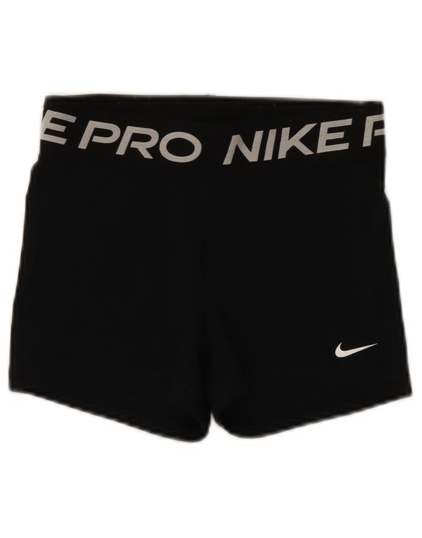 Nike Dame Dri Fit grafiske sportsshorts UK 8 Small Black Polyester