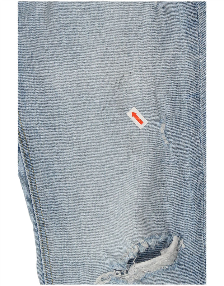 Zara Dame Distressed Cropped Jeans EU 40 Medium W30 L25 Blå Bomuld