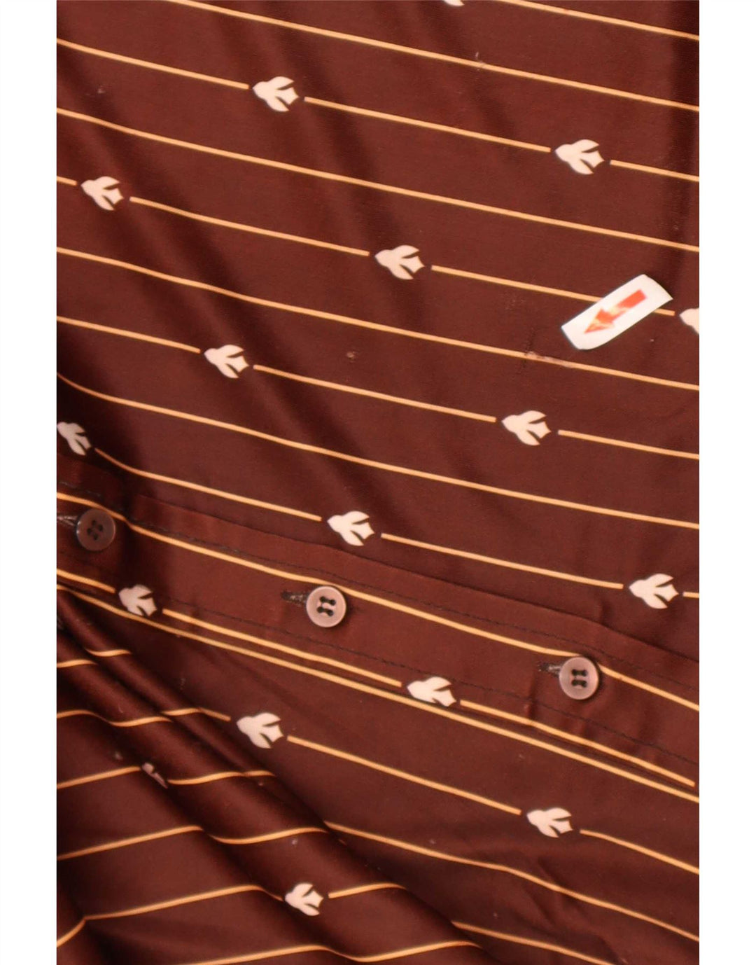 Vintage dameskjorte bluse IT 40 Lille brun stribet polyester
