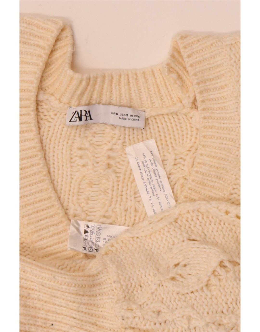 Zara Womens Crop Cardigan Sweater UK 10 Small Off White Polyester