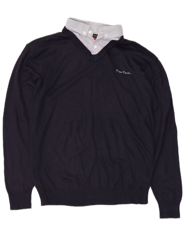 Pierre Cardin Herre V-hals sweater Medium Marineblå Akryl