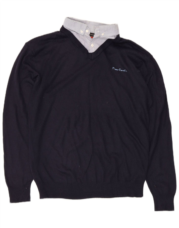 Pierre Cardin Herre V-hals sweater Medium Marineblå Akryl