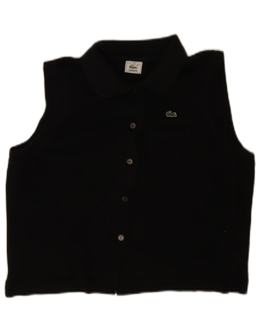 Lacoste Womens Crop ærmeløs skjortebluse Størrelse 44 Large Sort