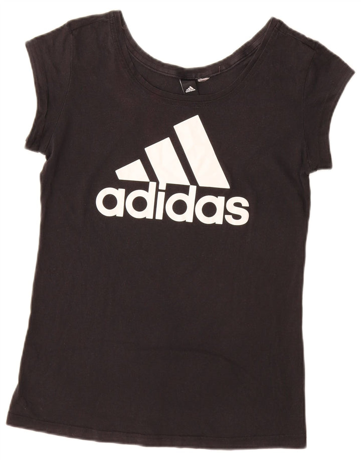 Adidas Dame Grafisk T-Shirt Top UK 12 Medium Sort
