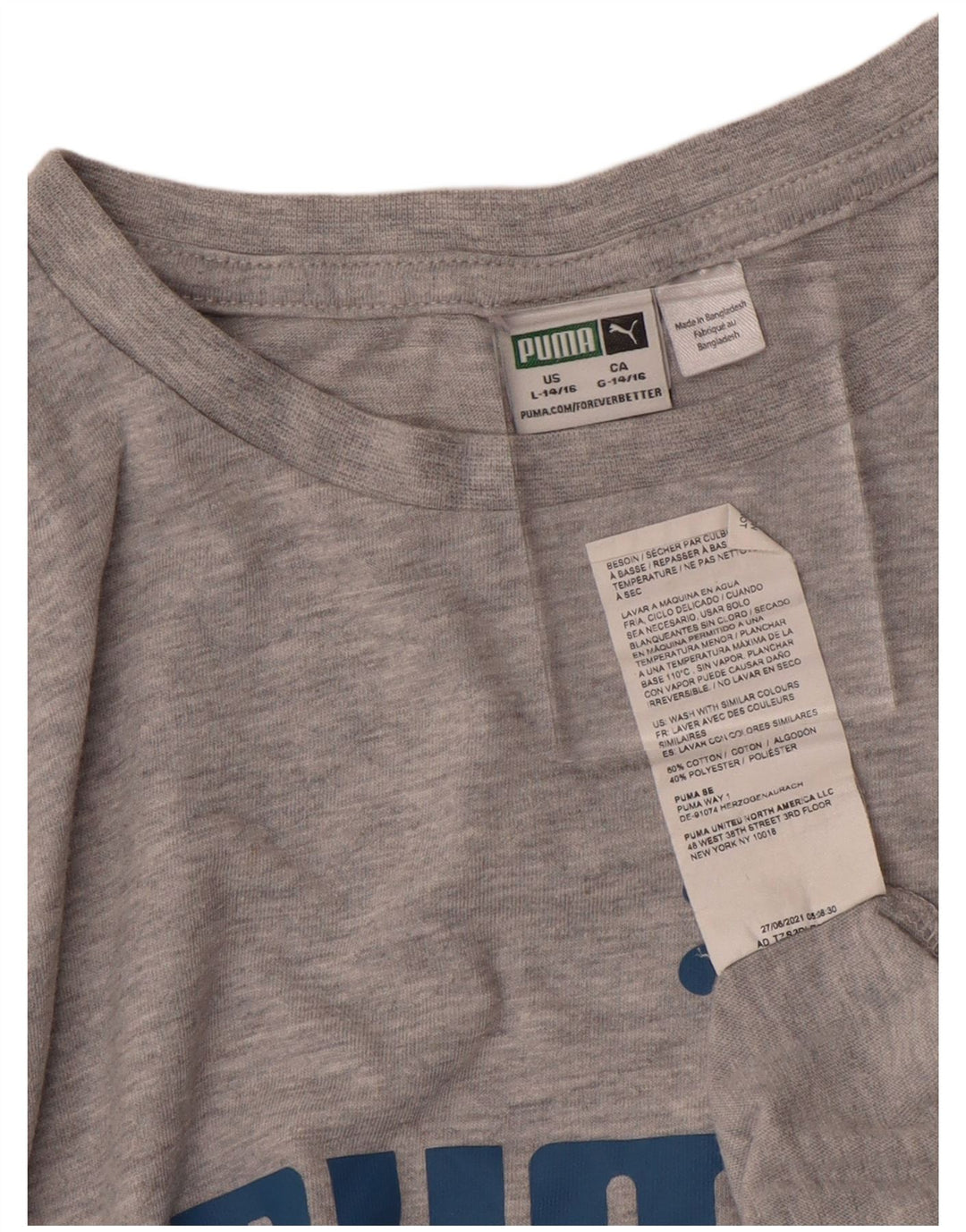 PUMA drenge grafisk t-shirt top 14-15 år stor grå bomuld