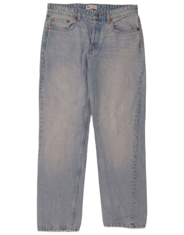Zara Dame Højtaljede Lige Jeans EU 42 Large W32 L32 Blå