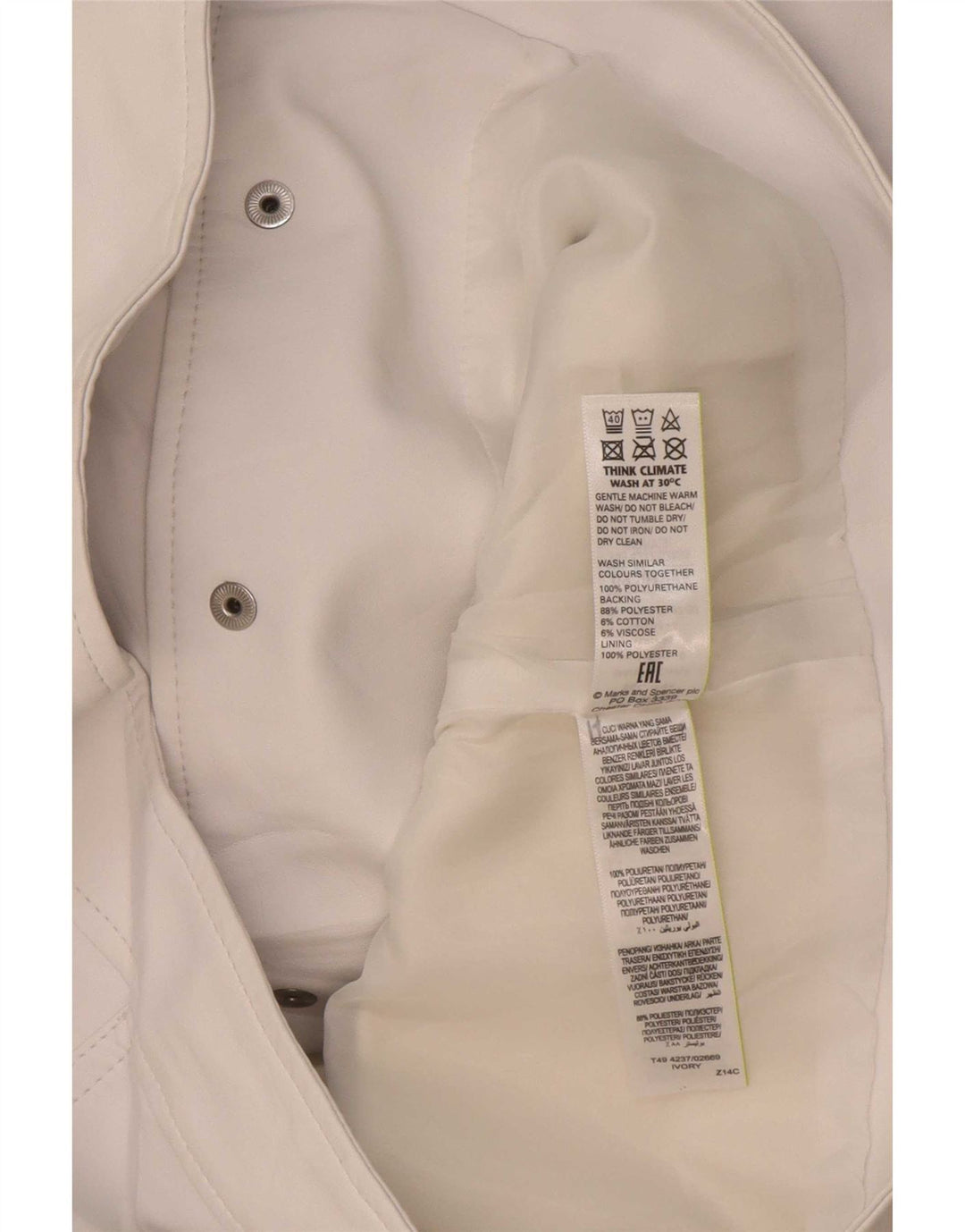 Marks & Spencer Dame imiteret læderjakke UK 8 Small Off White