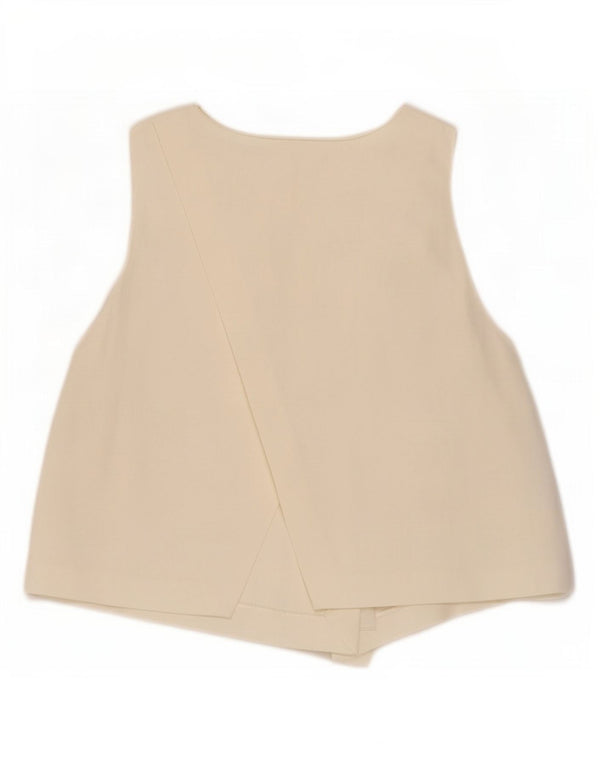 Zara Womens Crop Ærmeløs bluse Top UK 12 Medium Off White Viscose