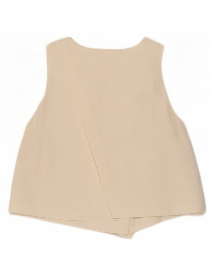 Zara Womens Crop Ærmeløs bluse Top UK 12 Medium Off White Viscose
