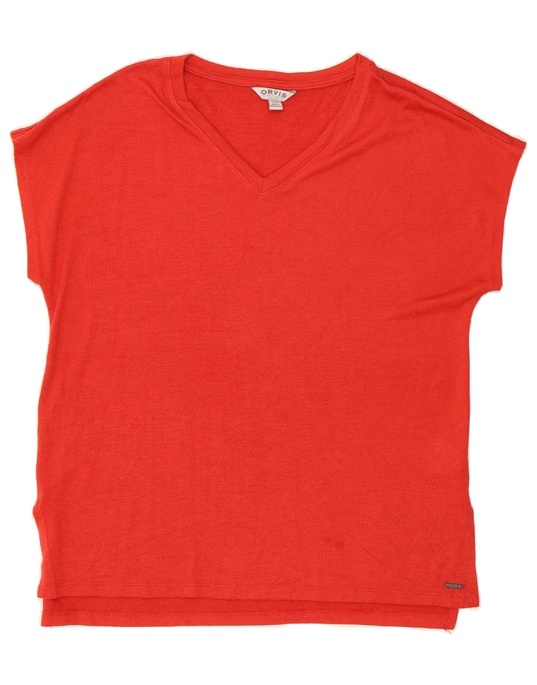 ORVIS Womens T-Shirt Top UK 14 Medium Red Polyester Vintage Orvis and Second-Hand Orvis from Messina Hembry 