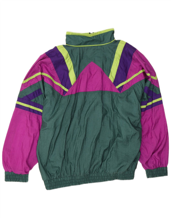 Vintage oversized træningsdragt jakke til mænd Stor grøn farveblok