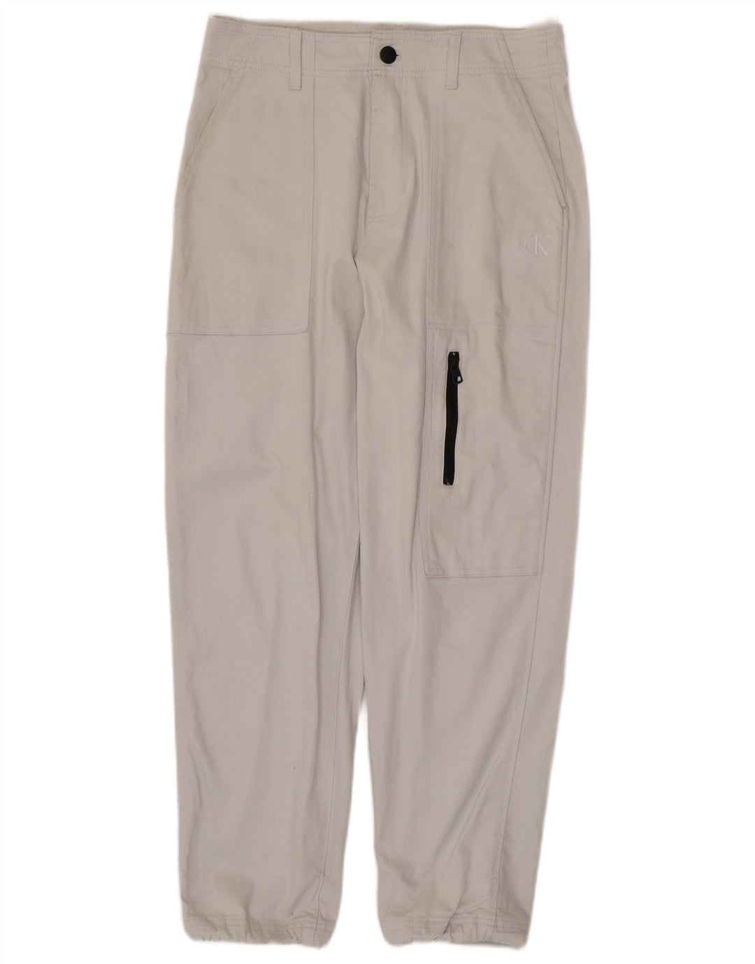 CALVIN KLEIN Herre joggers Cargo Bukser W30 L28 Hvid Bomuld