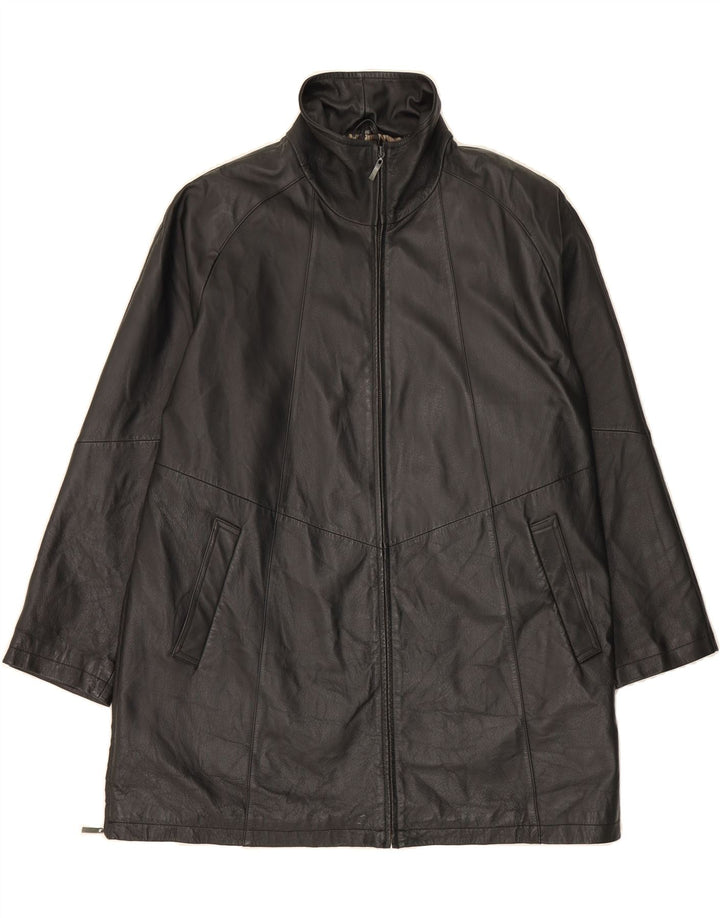 JCC Womens Leather Coat UK 20 2XL Black Leather Vintage JCC and Second-Hand JCC from Messina Hembry 