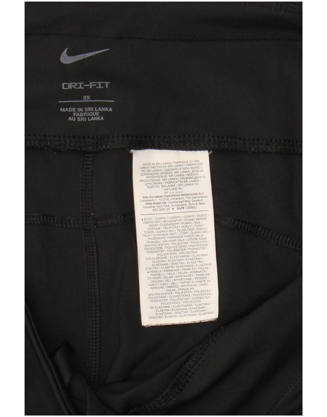 Nike Dame Dri Fit Capri Leggings UK 22 3XL Sort Polyester