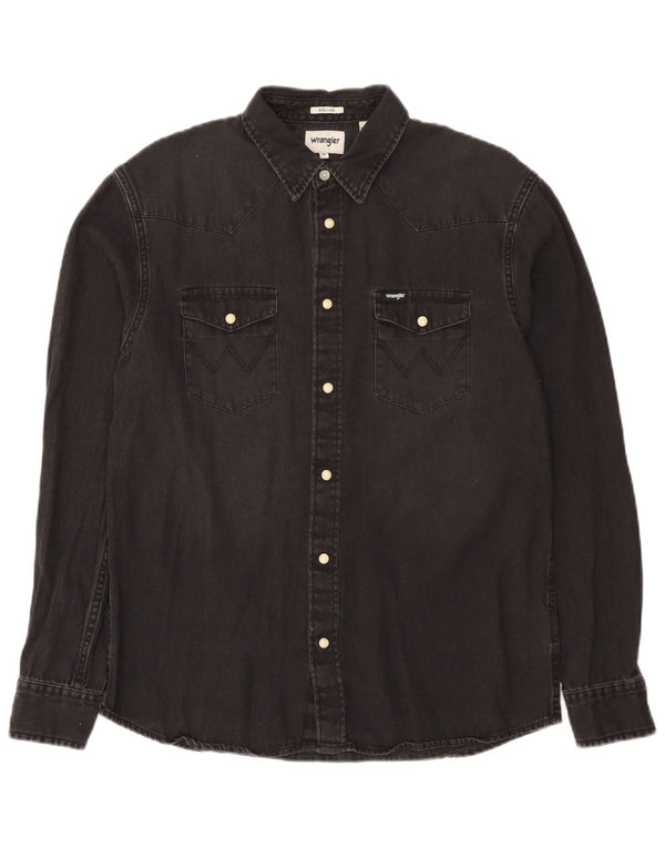 Wrangler Herre Western Regular Fit Denimskjorte Medium Sort Bomuld