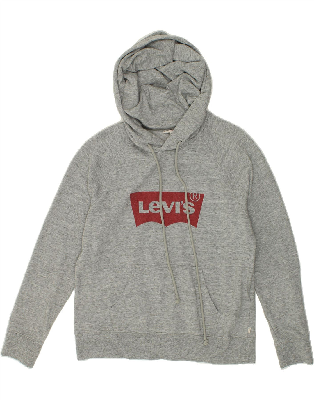 LEVI'S Womens Graphic Hoodie Jumper UK 14 Medium Grey Cotton Vintage Levi's and Second-Hand Levi's from Messina Hembry 