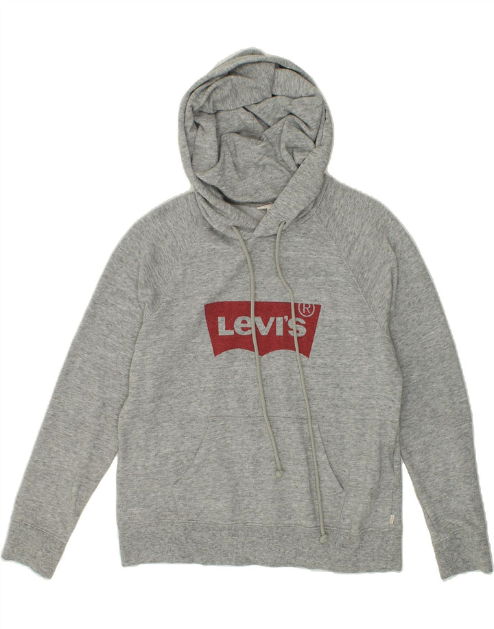 LEVI'S Womens Graphic Hoodie Jumper UK 14 Medium Grey Cotton Vintage Levi's and Second-Hand Levi's from Messina Hembry 