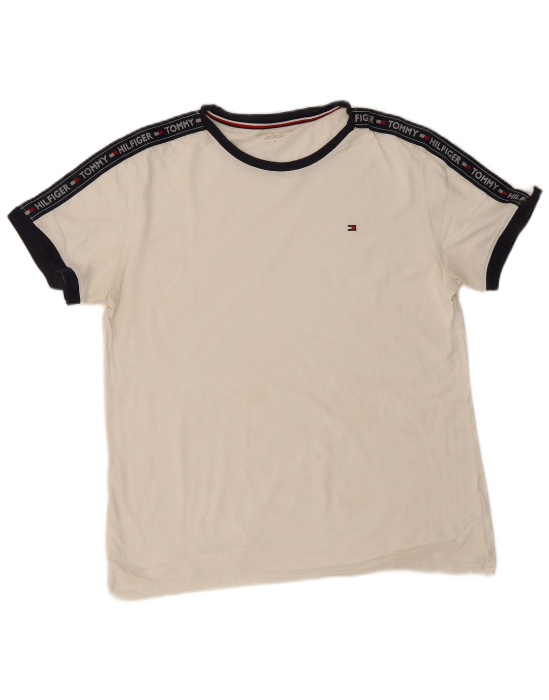 Tommy Hilfiger Herre Grafisk T-Shirt Top Stor Hvid Colourblock