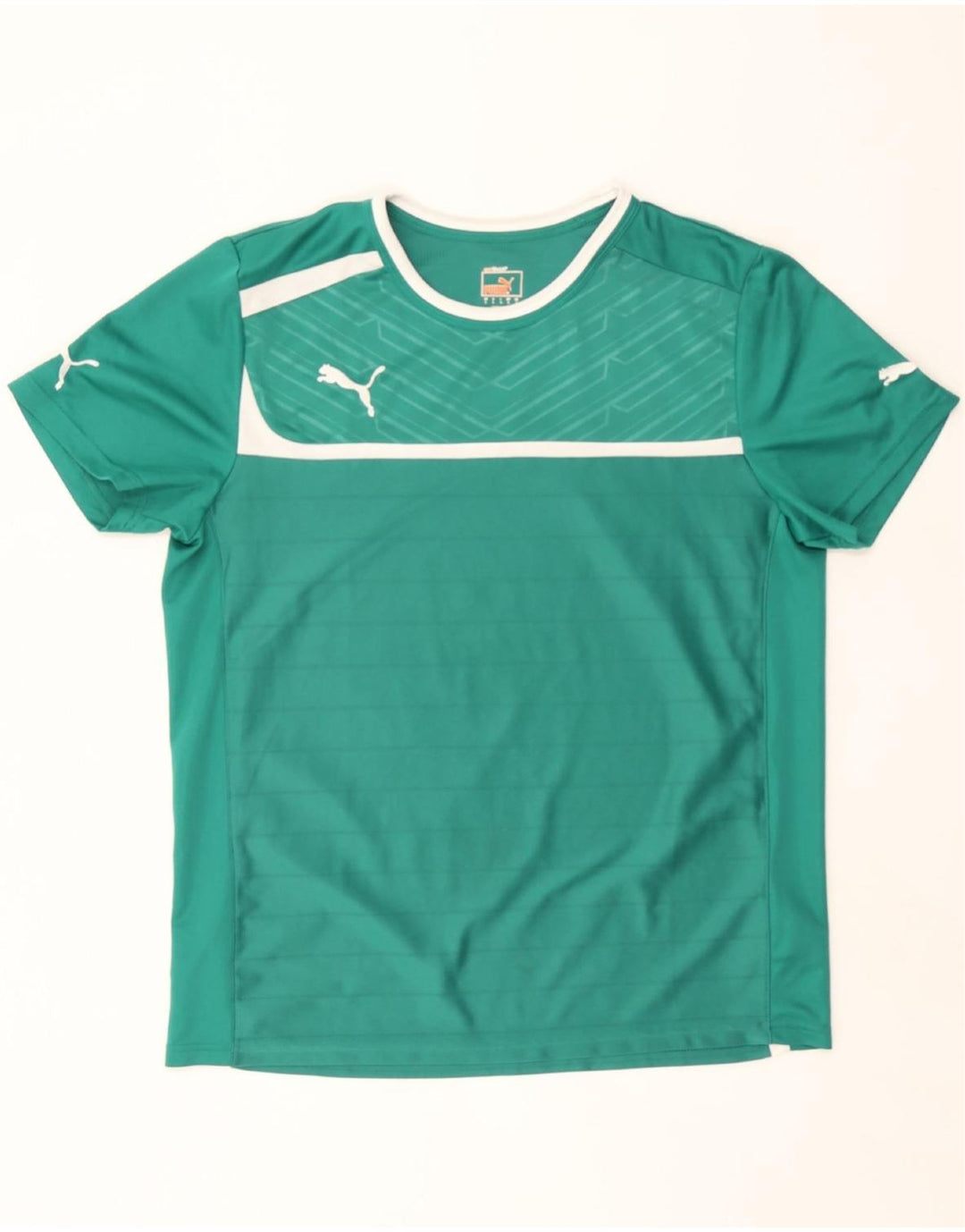 PUMA Mens T-Shirt Top Large Green Striped Polyester Vintage Puma and Second-Hand Puma from Messina Hembry 