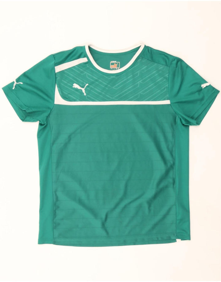 PUMA Mens T-Shirt Top Large Green Striped Polyester Vintage Puma and Second-Hand Puma from Messina Hembry 