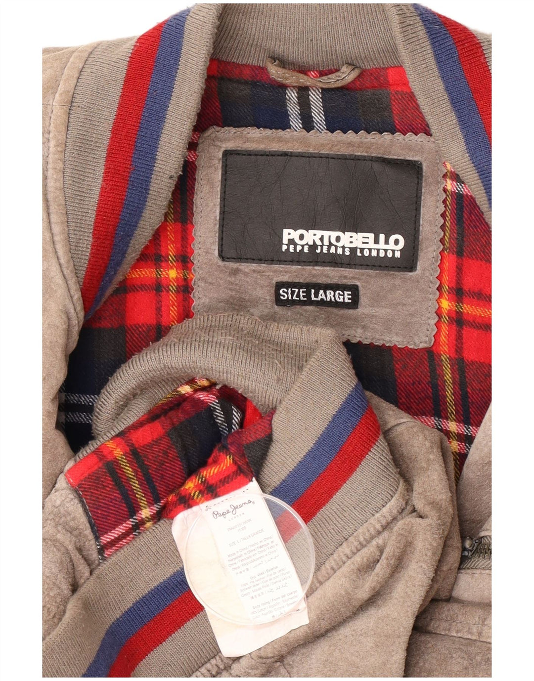 PEPE Jeans Herre Ruskind Bomber Jacket UK 40 Large Beige Læder