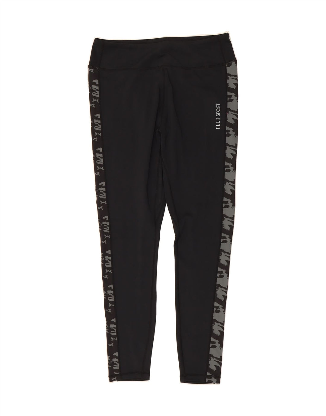 ELLE SPORT Womens Graphic Leggings UK 18 XL  Black Polyester Vintage Elle Sport and Second-Hand Elle Sport from Messina Hembry 