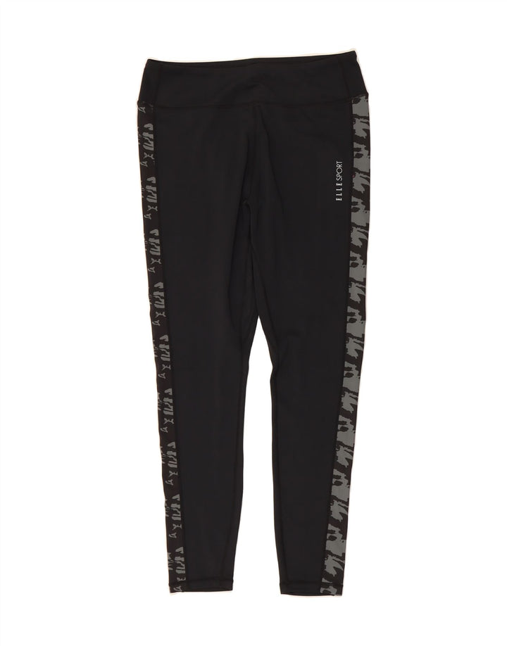 ELLE SPORT Womens Graphic Leggings UK 18 XL  Black Polyester Vintage Elle Sport and Second-Hand Elle Sport from Messina Hembry 
